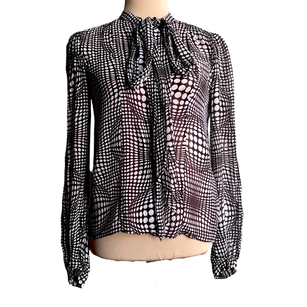 ZARA polka dot chiffon blouse balloon sleeve M